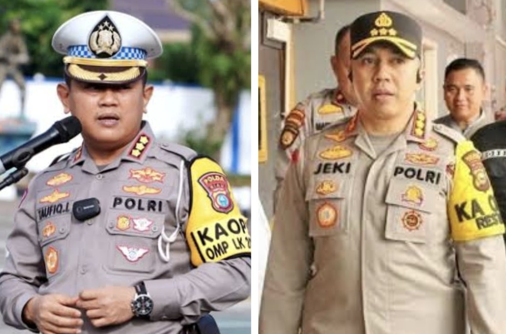 Kombes Jeki Rahmat Mustika (kanan) jabat Dirlantas Polda Riau gantikan Kombes Pol Taufiq Lukman yang dimutasi ke Polda Kepri (foto/ist)
